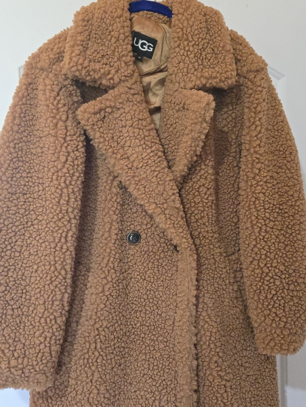 UGG Brown Gertrude Long Teddy Coat, SIZE M - Picture 4 of 16